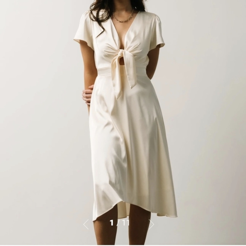 Baltic Born Ivory Knot Slip Midi Dress L Engagement Photo Wedding NYE NWT